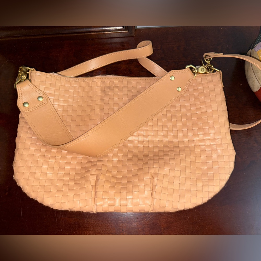 Clare V Tan Woven Leather Shoulder Bag